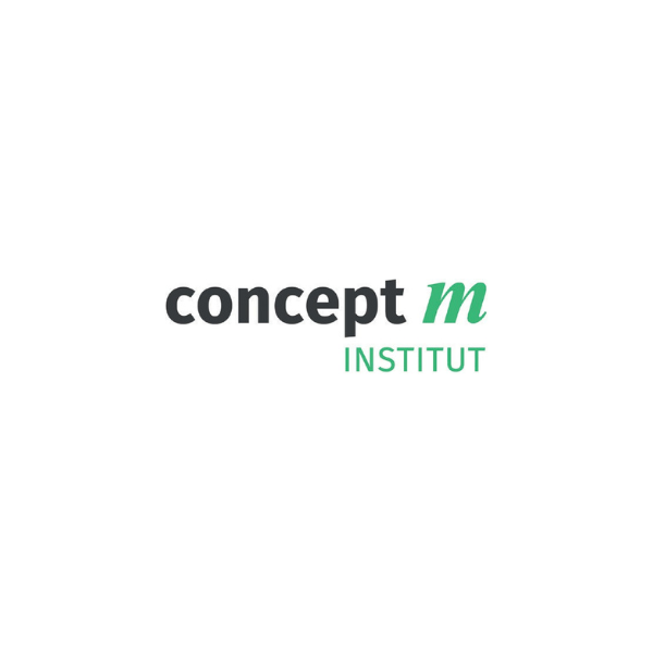 The black and green concept M institut logo on a white background